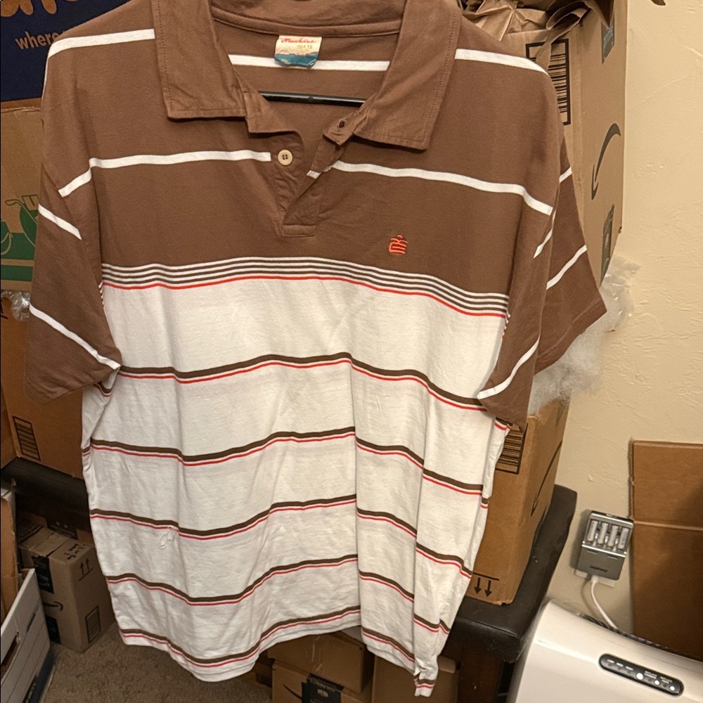 Machine Brown and White Polo Shirt